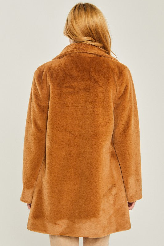 Woven Solid Teddy Collar Coat