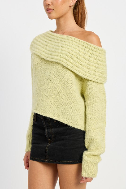 COWL NECK CROPPED SWEATER