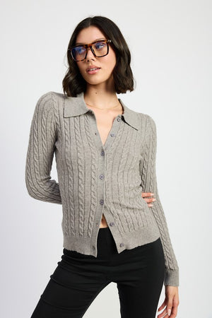 CABLE KNIT CARDIGAN TOP