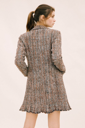Tweed Ruffled Mini Dress - Multi