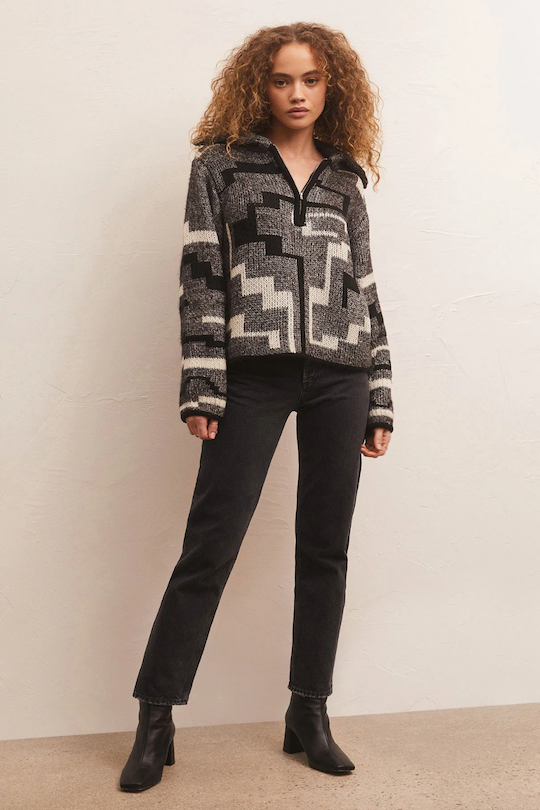Phoenix Half Zip Pullover Sweater - Black