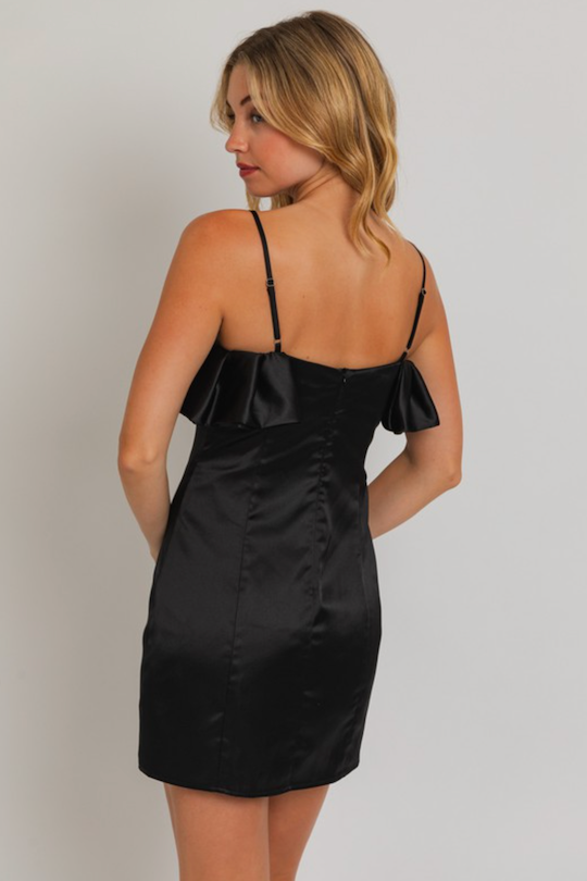 Ruffle Off The Shoulder Dress - Black