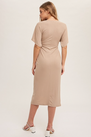 Twisted Front Dress - Taupe