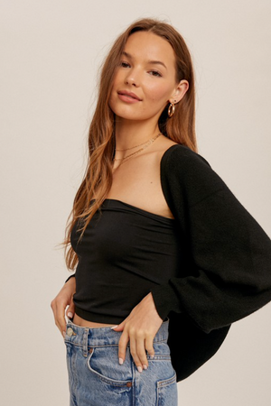 Bubble Sleeve Shrug - Black