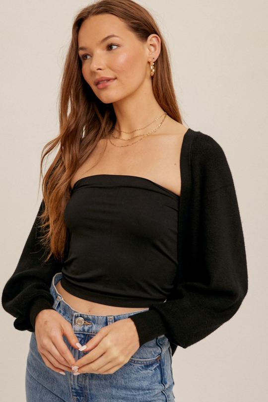 Bubble Sleeve Shrug - Black