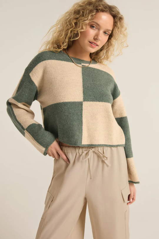 Color Block  Sweater - Green