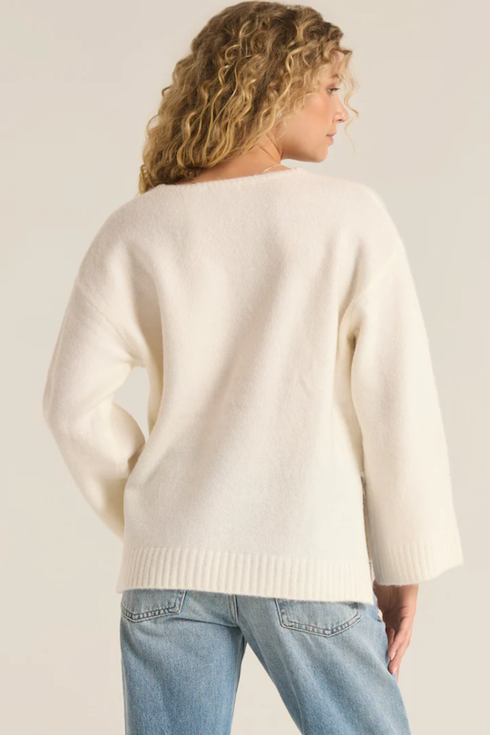 V-Neck Sweater - Brown/Ivory