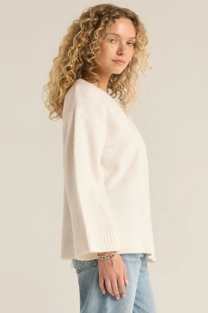 V-Neck Sweater - Brown/Ivory