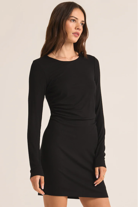 Rib Mini Dress - Black