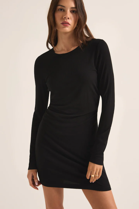 Rib Mini Dress - Black