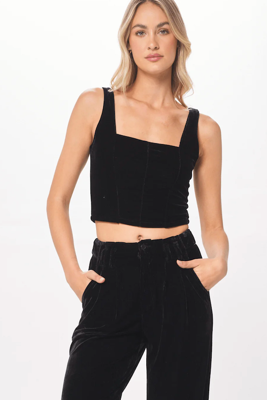 Velvet Corset Top - Black