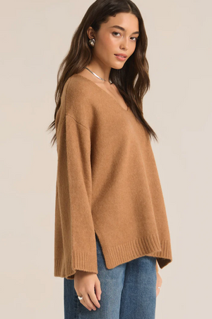 V-Neck Sweater - Brown/Ivory