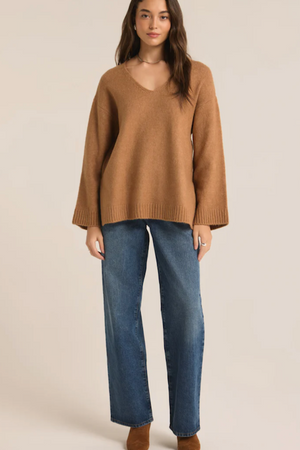 V-Neck Sweater - Brown/Ivory