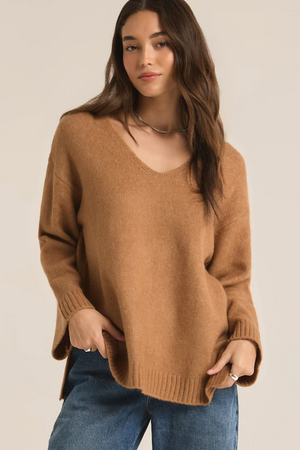 V-Neck Sweater - Brown/Ivory