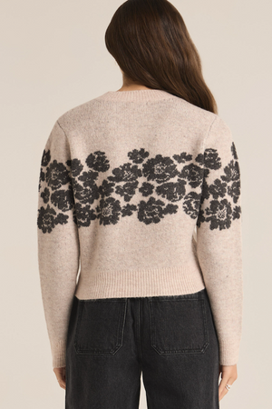 Floral Sweater - Oatmeal Heather