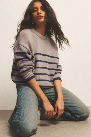 Stripe Sweater - Heather Taupe