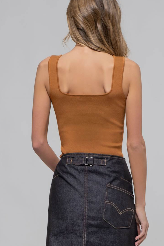 Square Neck Tank Top - Caramel