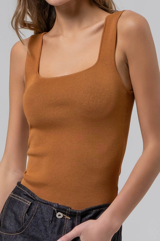 Square Neck Tank Top - Caramel