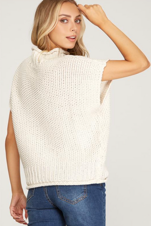 Mock Neck Sweater Vest - Cream