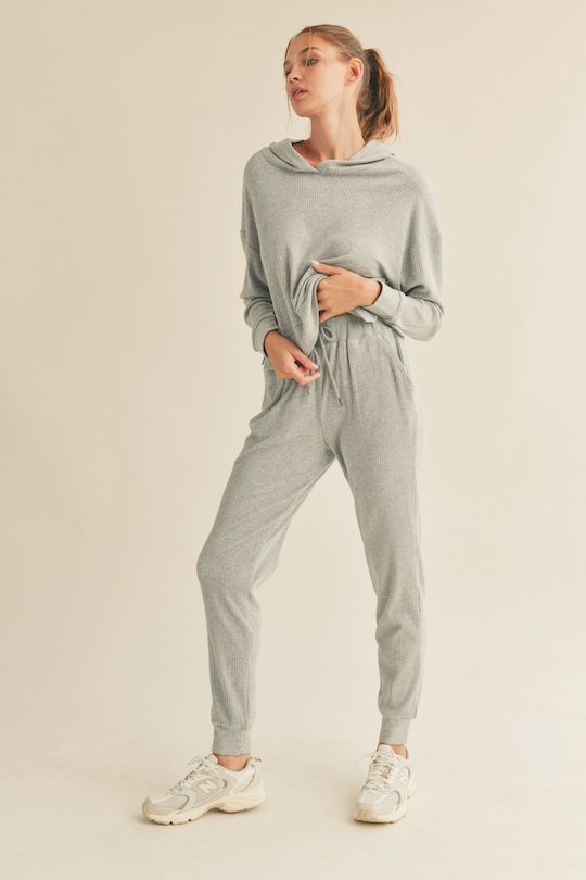 Brushed Rib Sweatpants - Grey