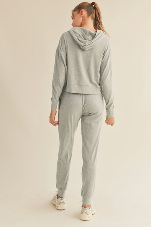 Brushed Rib Sweatpants - Grey