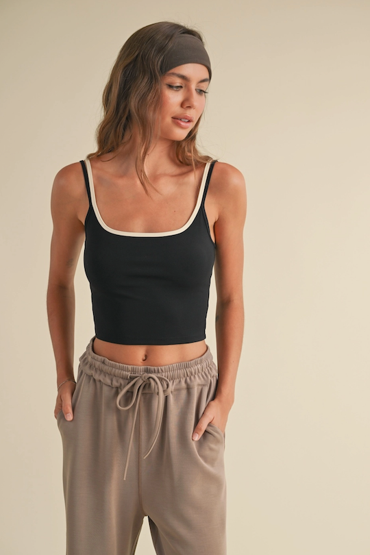 Two Tone Layered Cami - Black